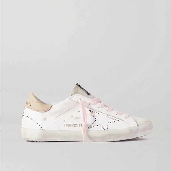 Golden Goose Shoes - Golden Goose Superstar distressed printed leather and suede sneakers - size 40